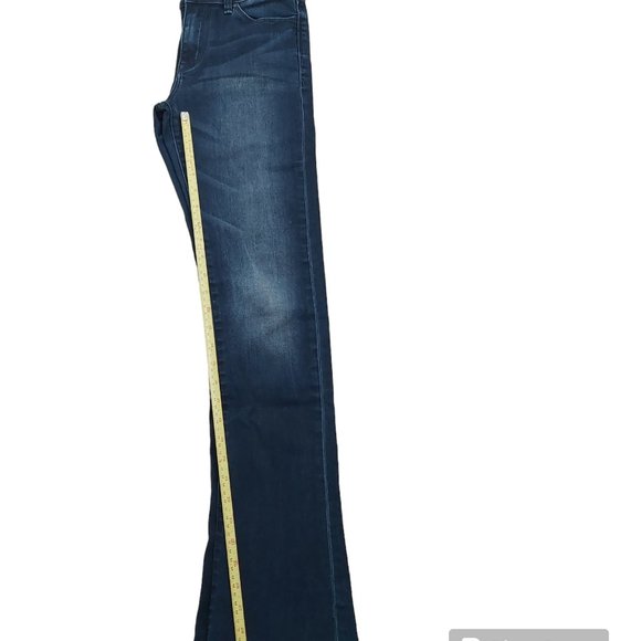 Jeans Calvin Klein Women 6 Size 28 Distressed Stretch Dark Blue Boot Cut 30 Leg - Picture 3 of 13